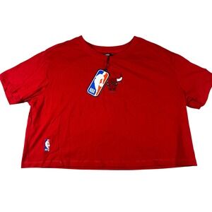 Pro Standard NBA Chicago Bulls Red‎ Embroidered Cropped T Shirt Womens Medium